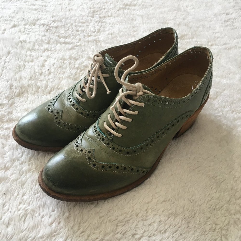 Frye Maggie Wingtip Oxford heeled booties shoes